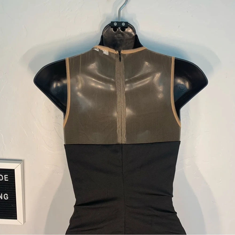 Fashion Nova Black Mesh Bodycon Mini Dress Sheer Panel Stretch Size Small - Picture 7 of 10